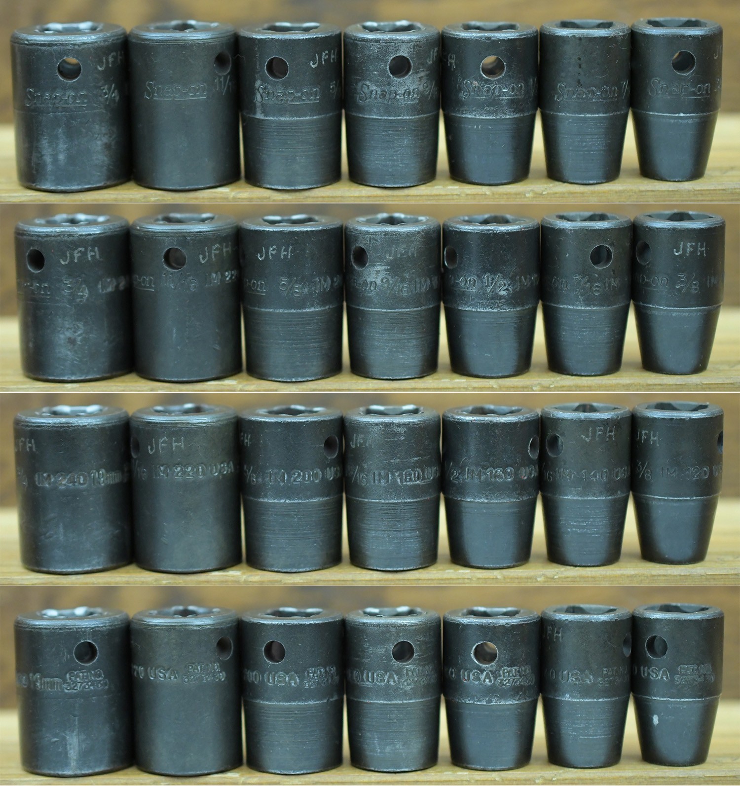 Snap-on 13-Piece 1/2″ Drive SAE 6-Point Shallow Impact Socket Set on Rail + IP80