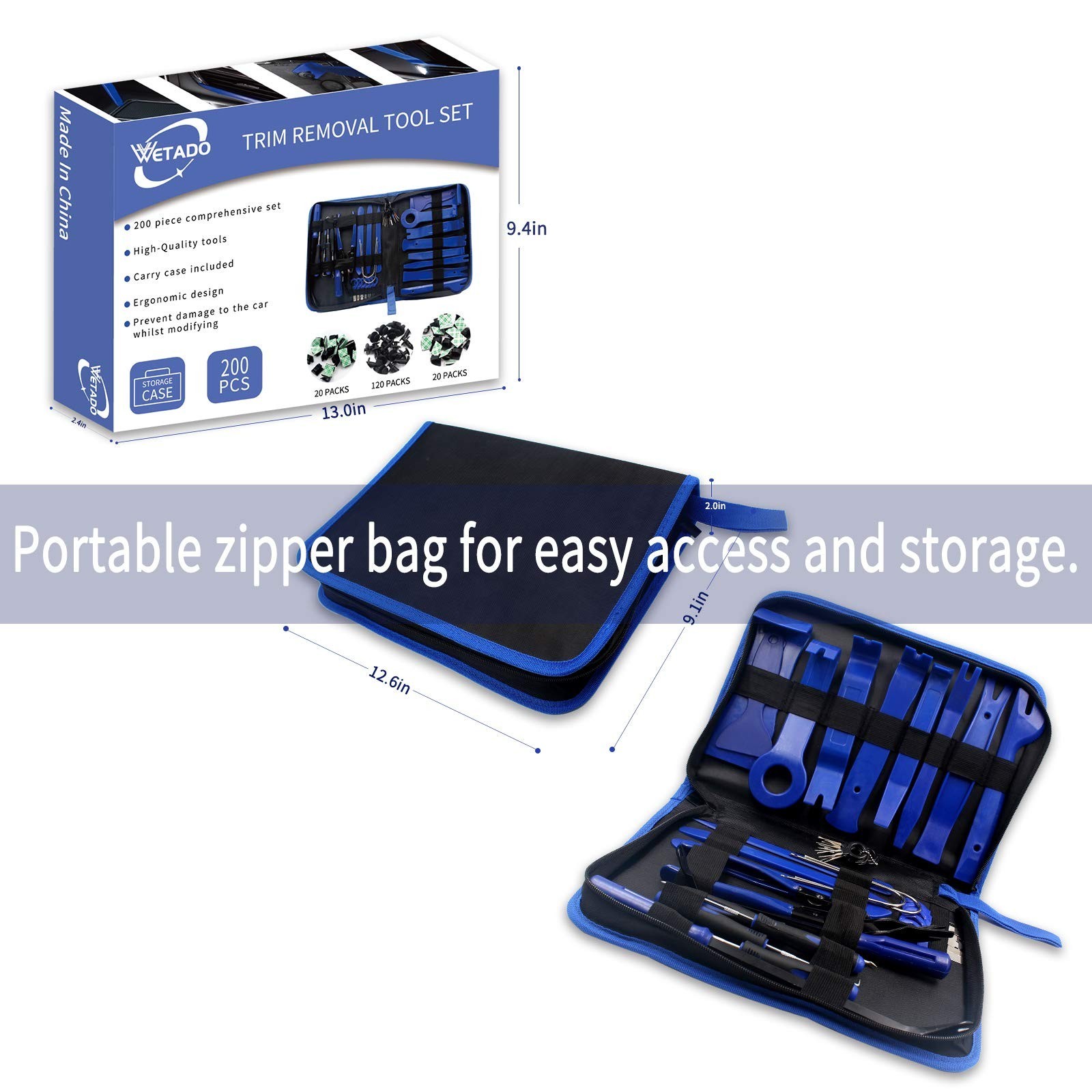 200PCS Trim Removal Tool Kit – Auto Panel Fastener & Clip Pliers Set for Cars