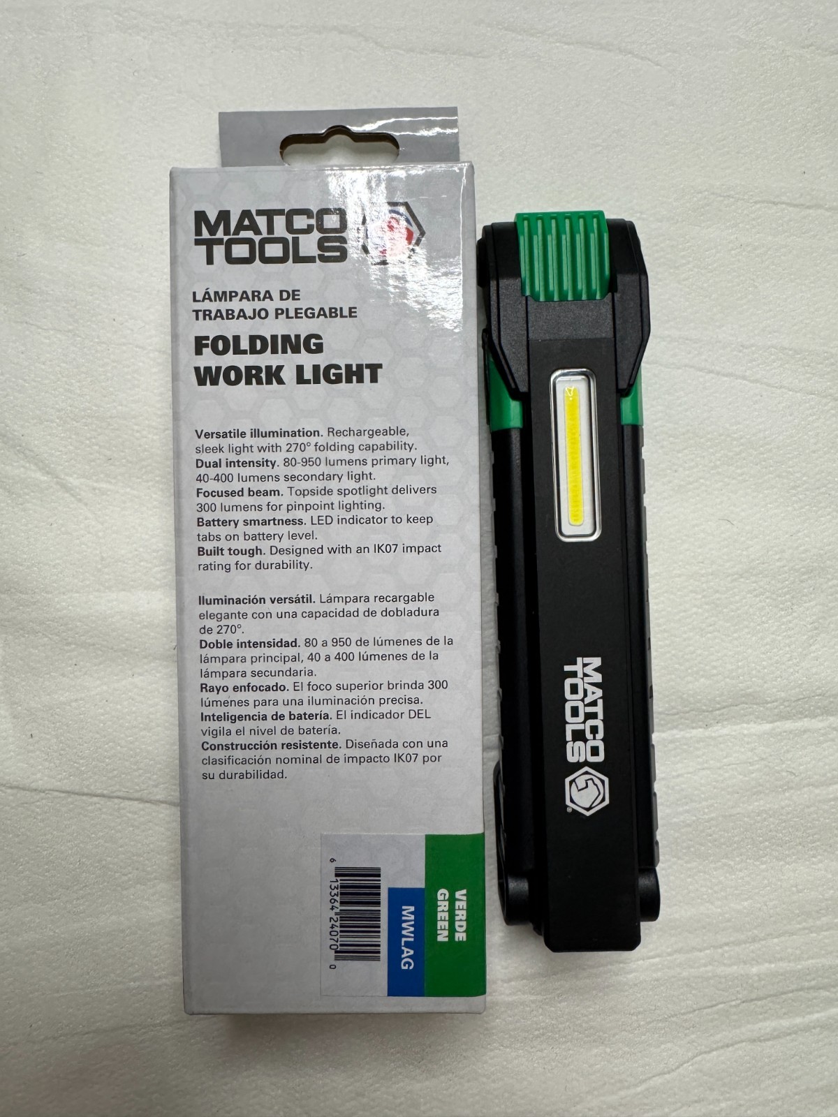 Matco Tools Cordless Folding Work Light MWLAG – Green