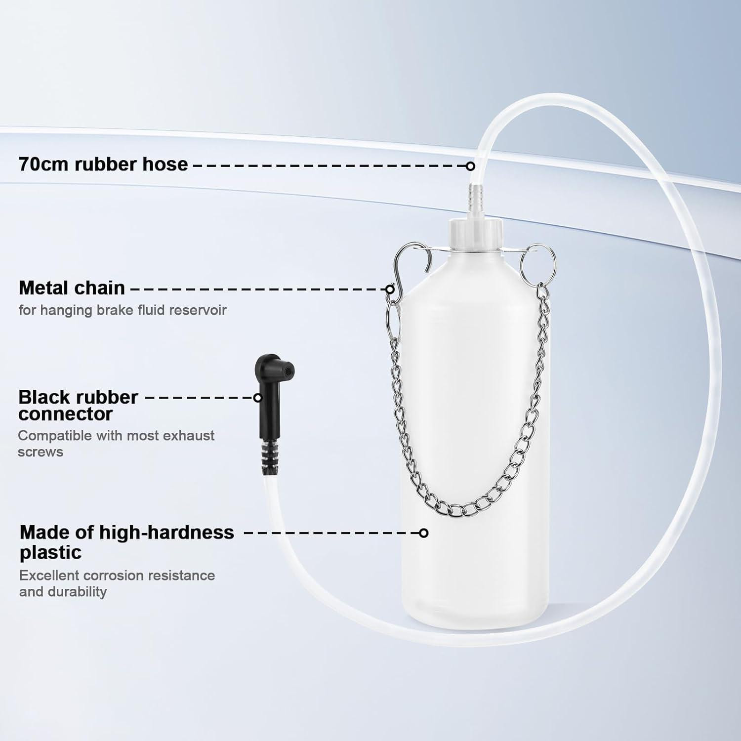1L Brake and Clutch Fluid Bleeding Bottle with Hanging Hook, Brake Bleeder with