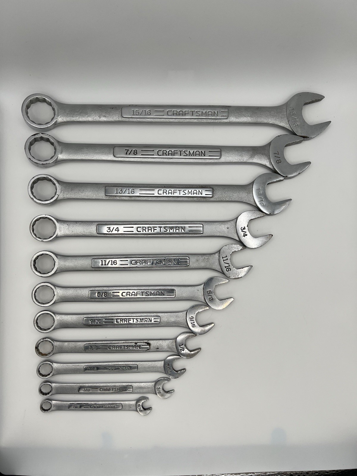 Craftsman 11 Piece SAE Combination Wrench Set -VV- & -V- 12Pt 5/16”-15/16” USA