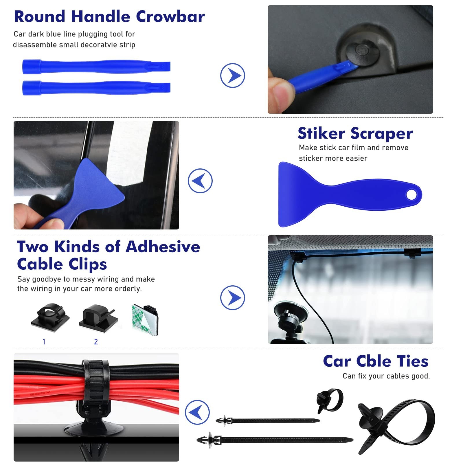 352pcs Trim Removal Tool Kit – Pry, Door Panel & Clip Tools with Body Clips Set