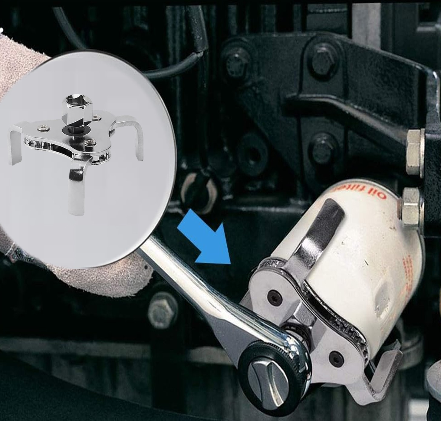 7xAdjustable Standard Oil Filter Swivel Wrench Set w/Oil Filter Plier Heavy Duty