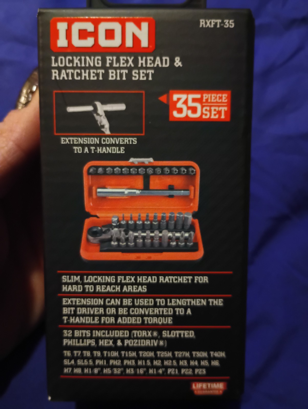 ICON RXFT-35 Locking Flex Head Ratchet and Bit Set 35 Piece NEW