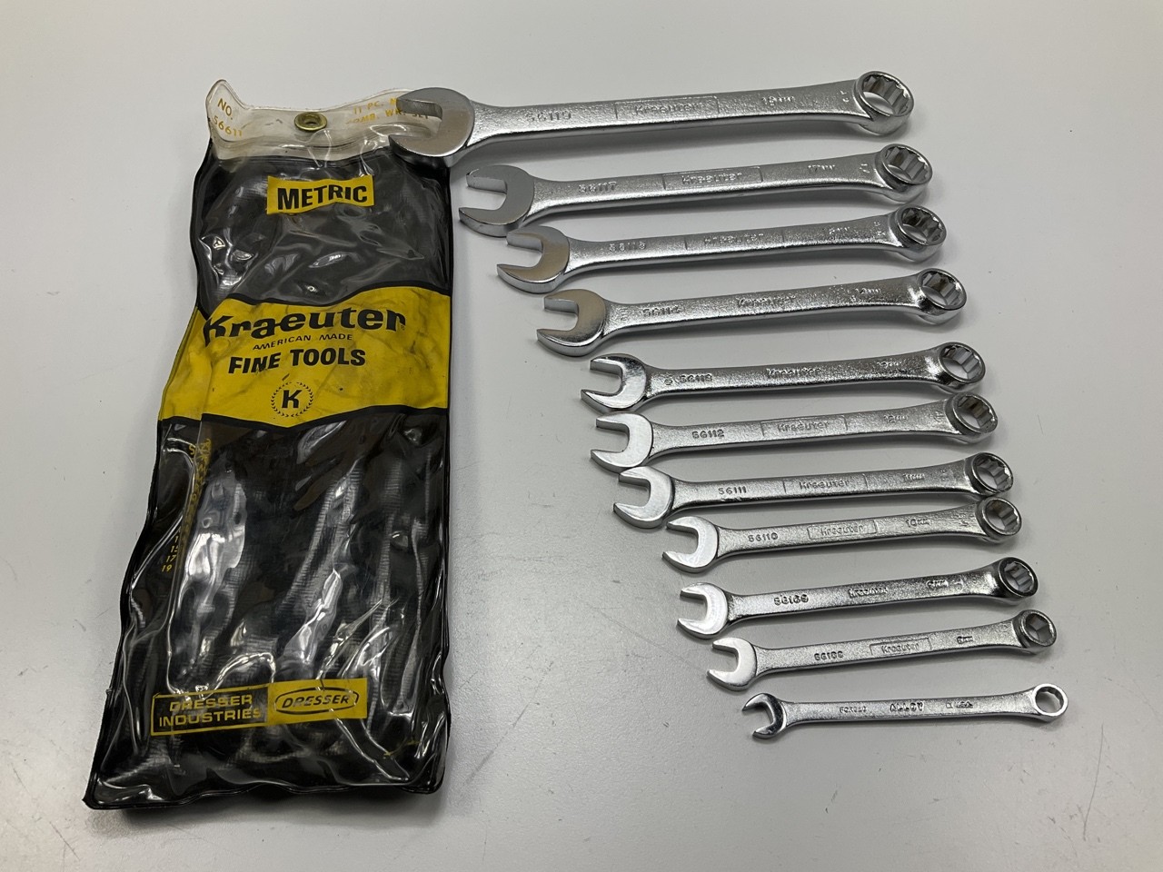 VINTAGE NOS – Kraeuter 56611 11 Piece Metric Combination Wrench Set – USA