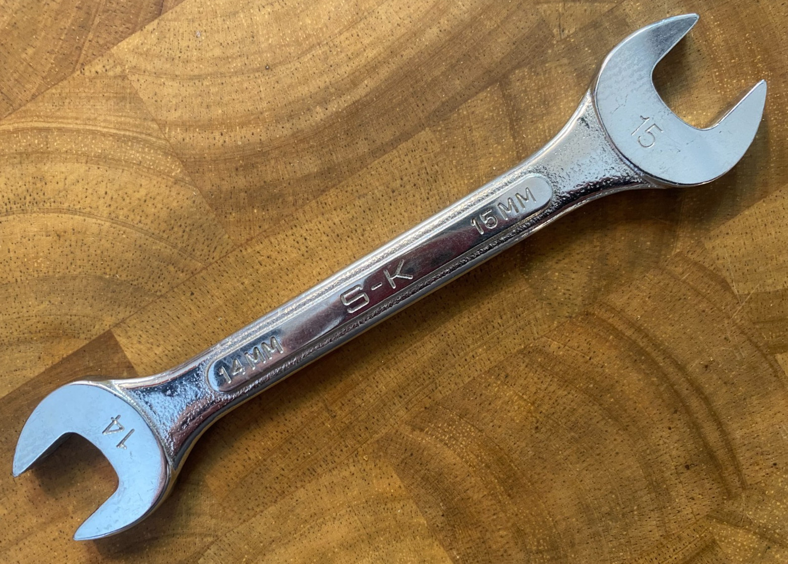 S-K 8214, 14mm X 15mm Double Open End Wrench, Made in USA