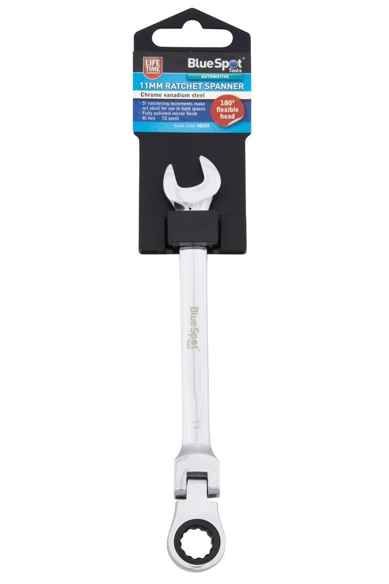 Blue Spot Tools 11mm Ratchet Spanner Flexible Head (180A) – 05123