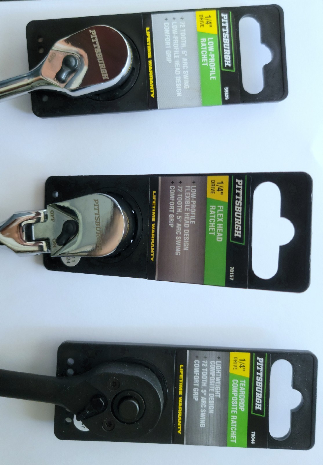 Three Pittsburgh 1/4″ Ratchets Combination