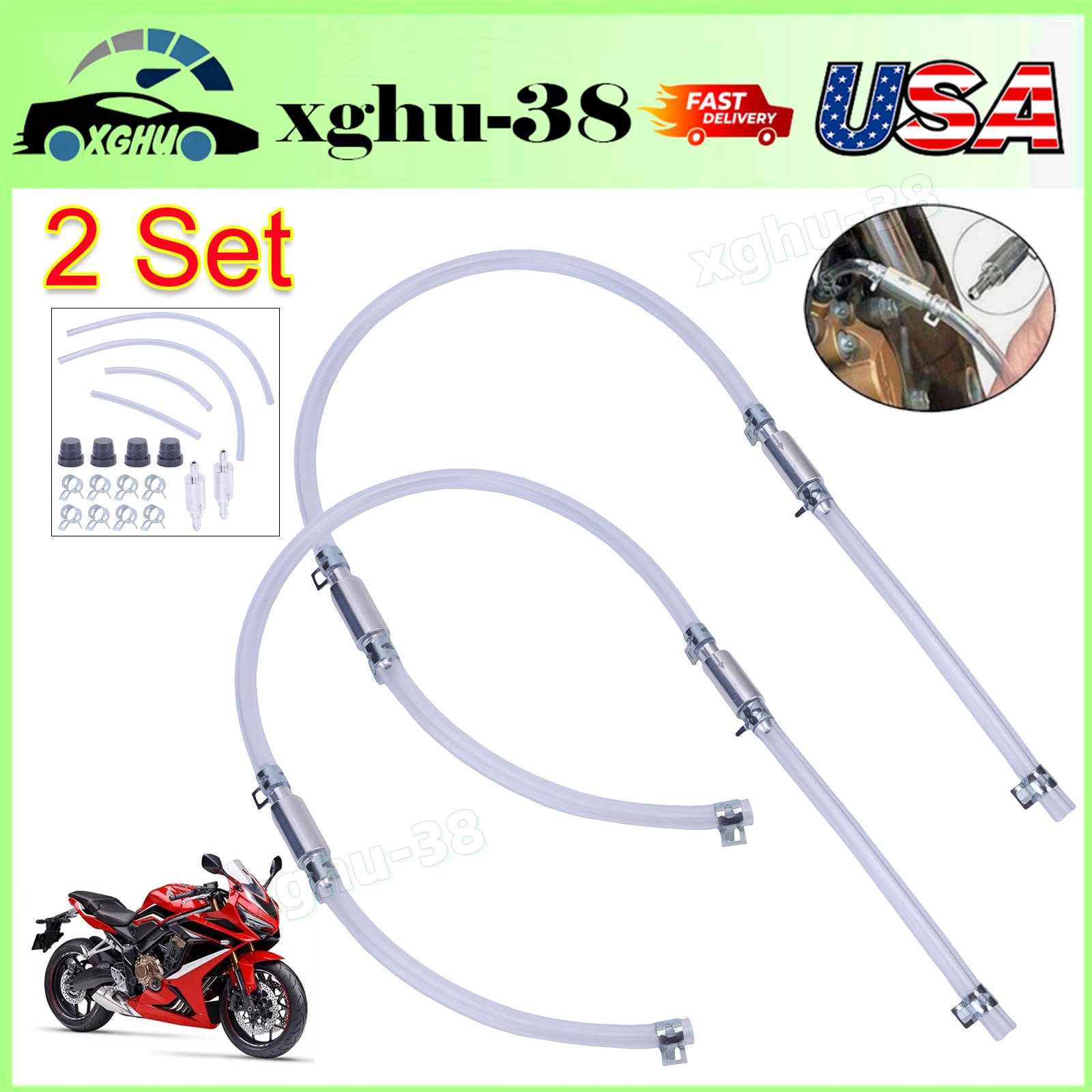 2 PCS Brake Bleeder Hose, One Way Check Valve Tube Bleeding Tool Kit