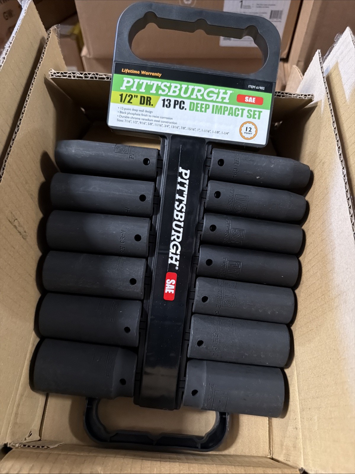 Pittsburgh 1/2″ Dr 13pc Deep Impact Set SAE