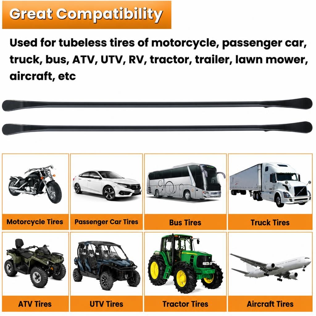 2-Pack 37 inch Tire Mount and Demount Iron Tubeless Tire Removal Tool in Black