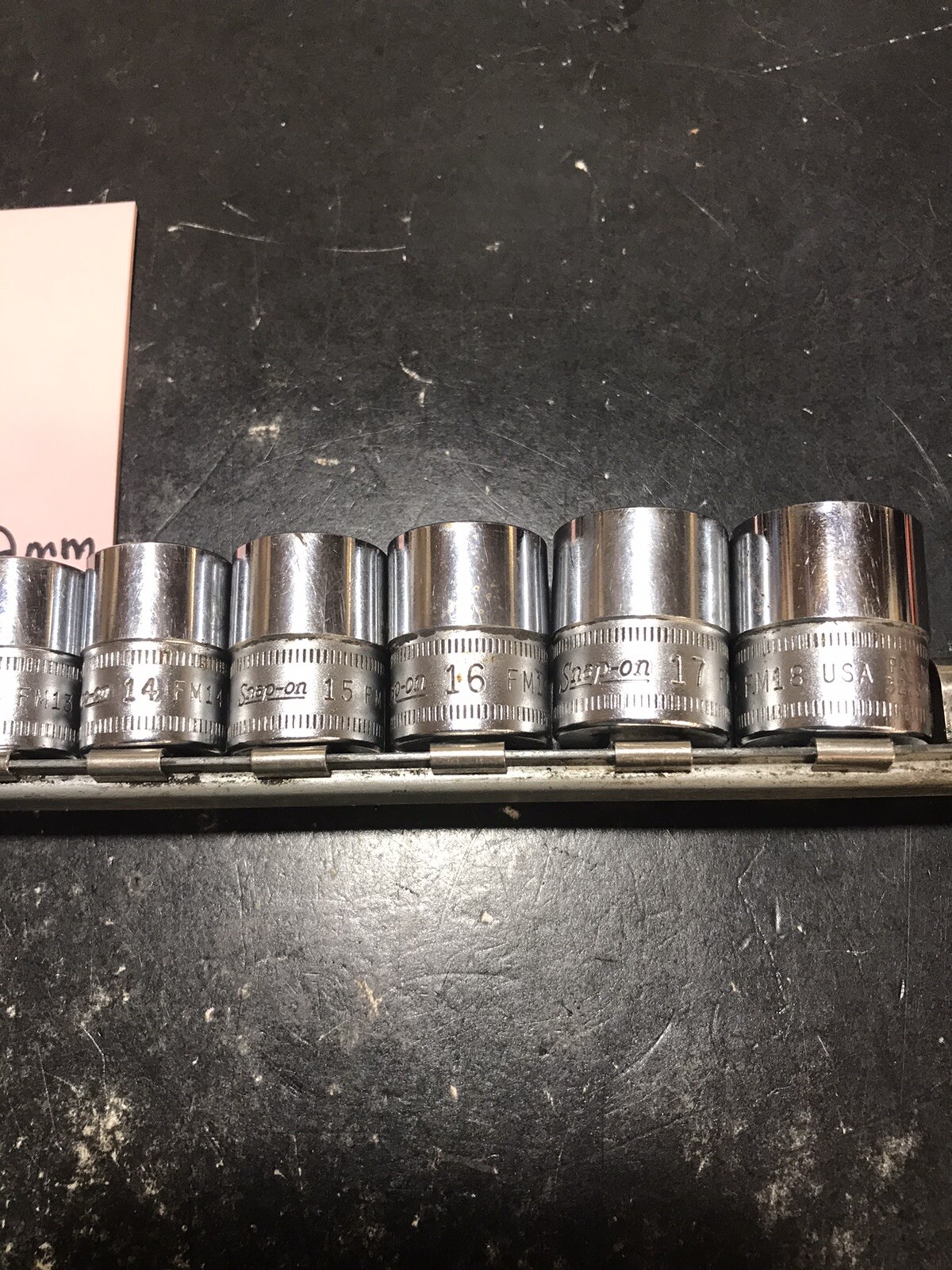 SNAP ON 9pc 3/8″dr 12pt Socket Set FM8-FM18mm USA Missing 10-12 & A-269 Tray