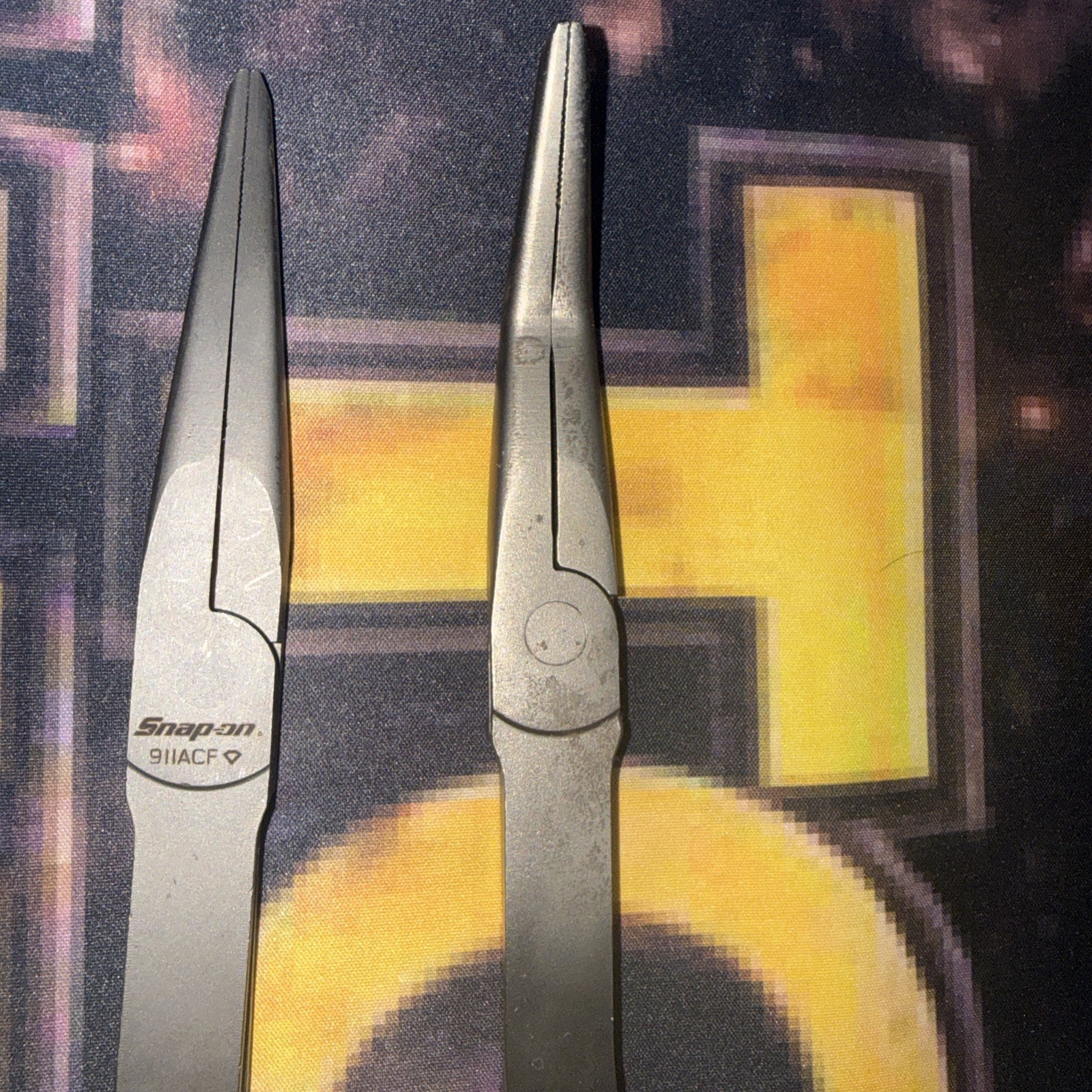 Snap-On Tools 5 PIECE HI VIZ Soft Grip LONG Neck Needle Nose Pliers Lot Set