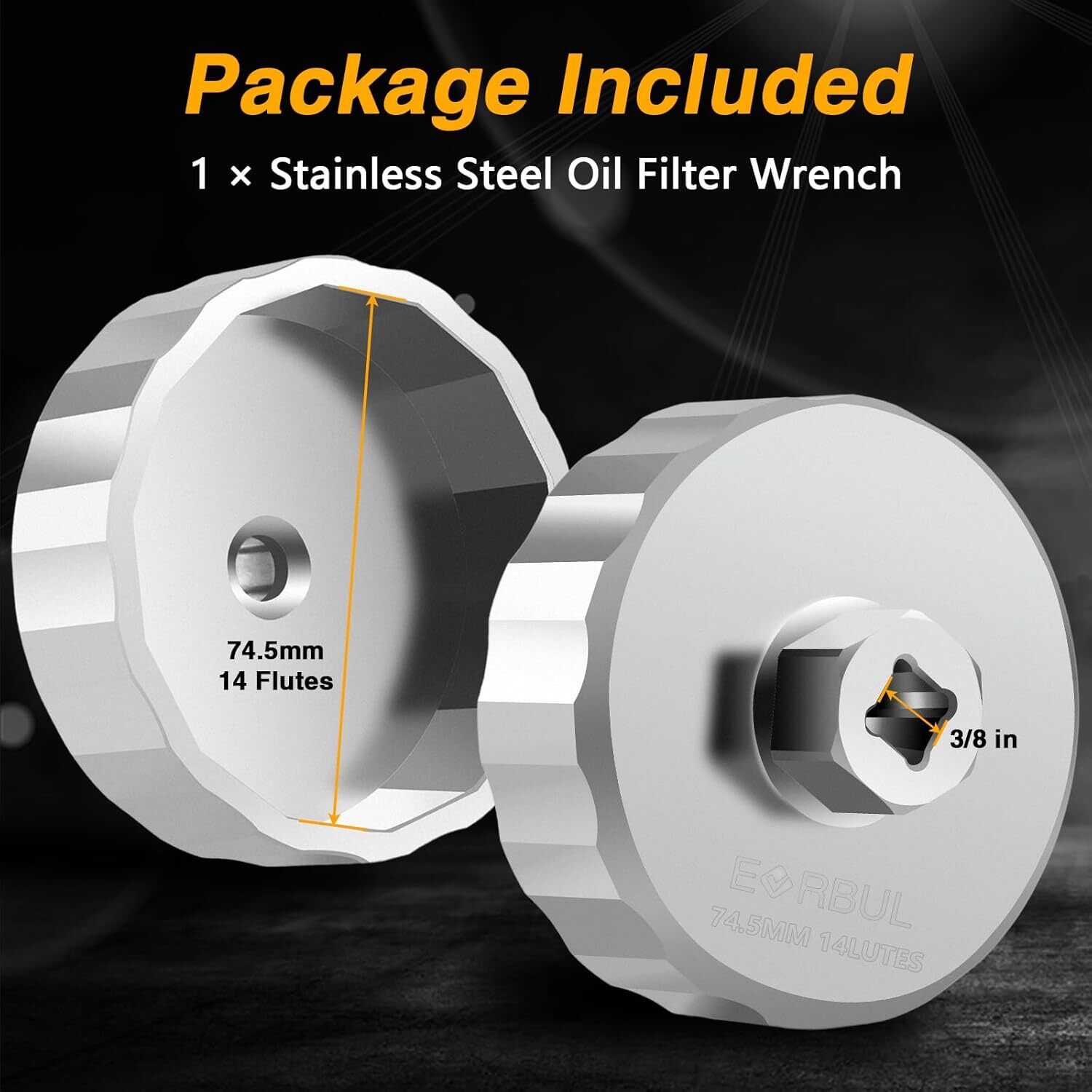 74.5mm 14 Flutes Oil Filter Cap Wrench Removal Tool for Audi Porsche Mazda