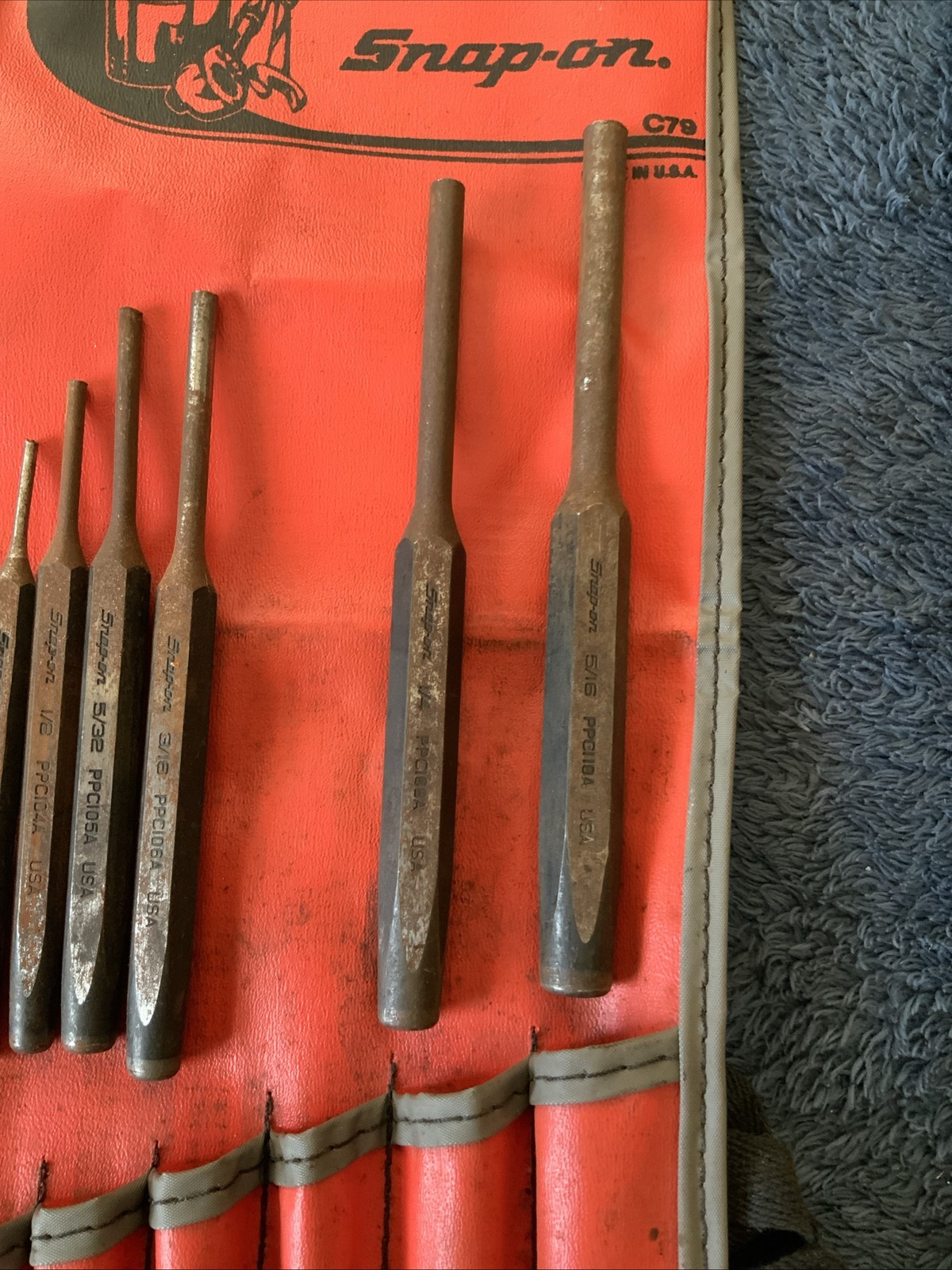Snap On 6pc Punch Set….missing 1 In Set….surface Rust….
