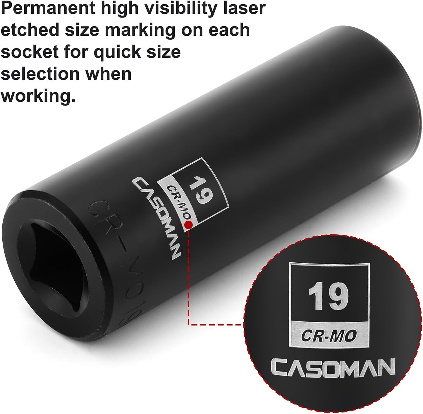Durable 1/2-Inch Drive 19mm Impact Socket – Corrosion-Resistant & Lightweight