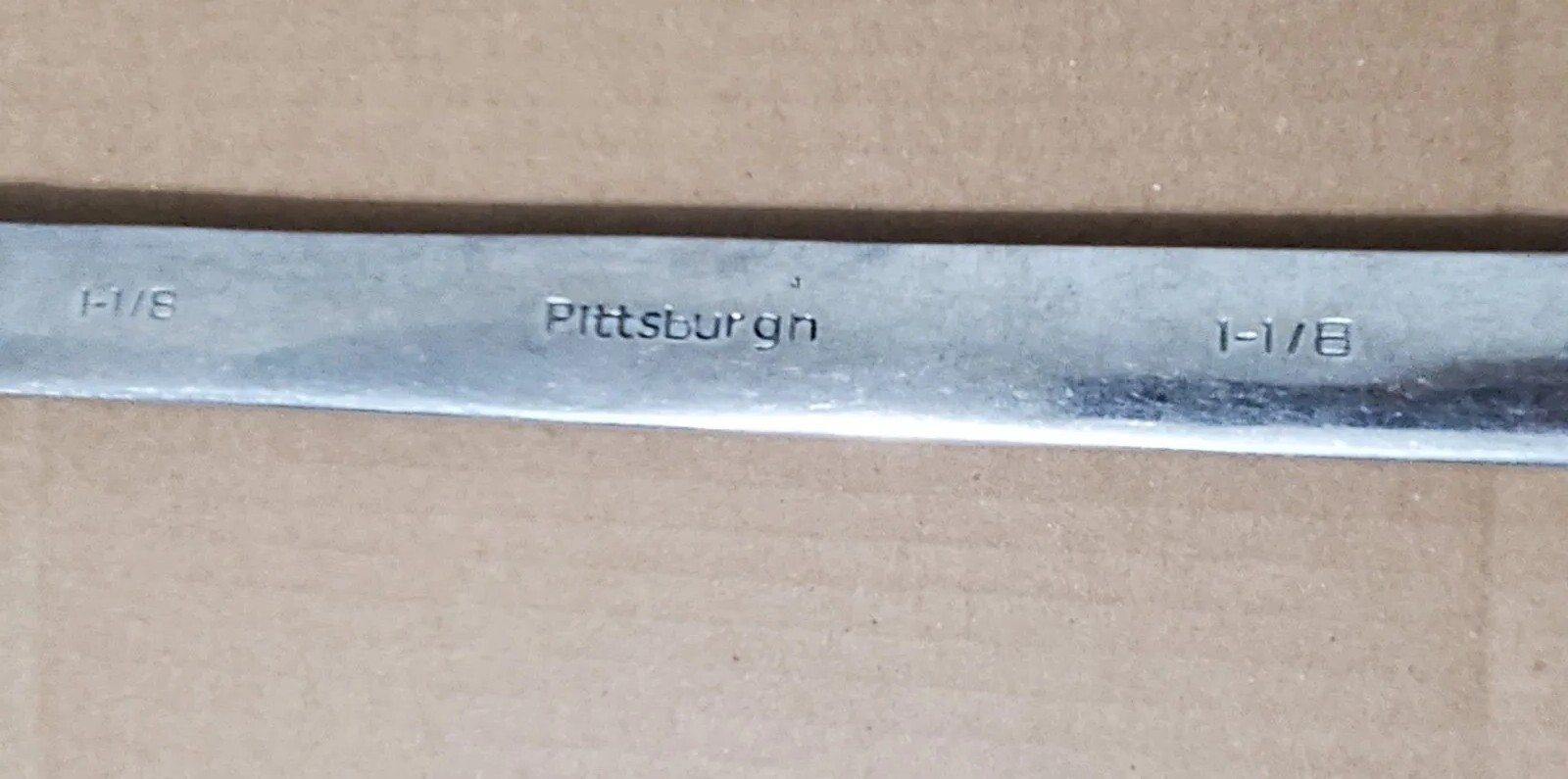 Pittsburgh Combination Wrench 1-1/8″ SAE 12pt Chrome Finish, 15.5″. Estate Find