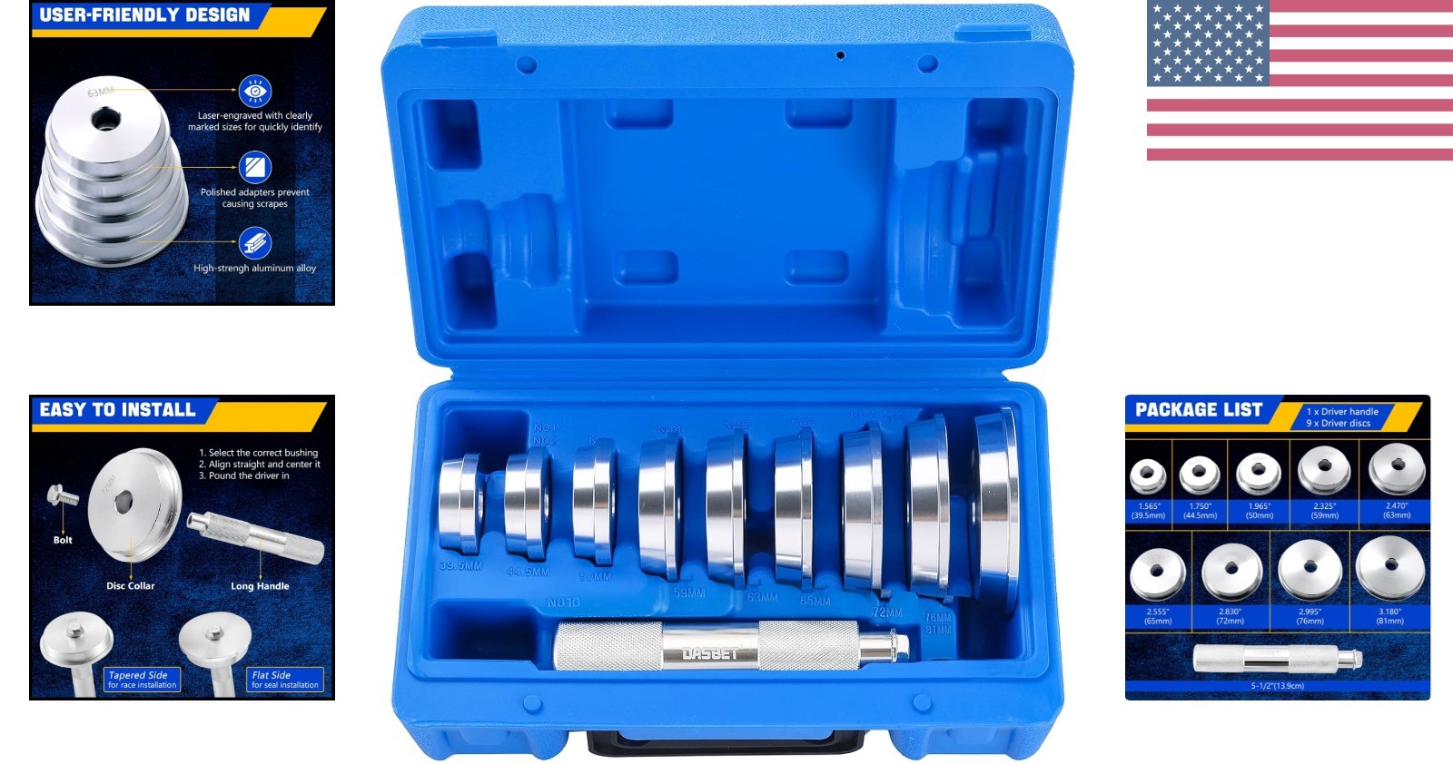 Corrosion-Resistant Aluminum Bearing Press Kit for Professional Installations