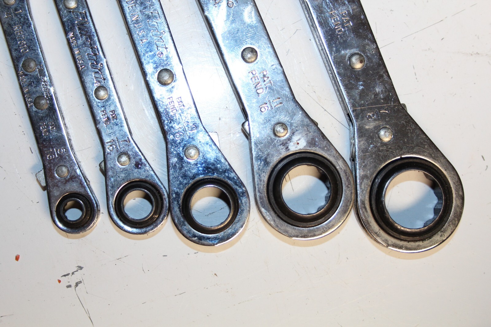 BLUE-POINT TOOLS 5 pc 12-Point SAE Latch-On® 0° Offset Ratcheting Box Wrench Set