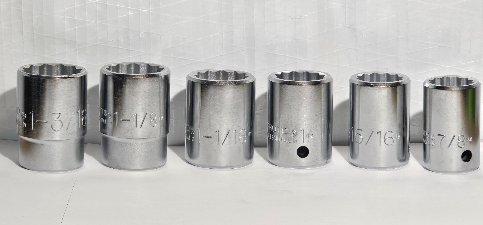 6 Pc’s. New Proto 3/4″ Drive chrome Socket STD Set 1-3/16″ To 7/8″ 12 pt.