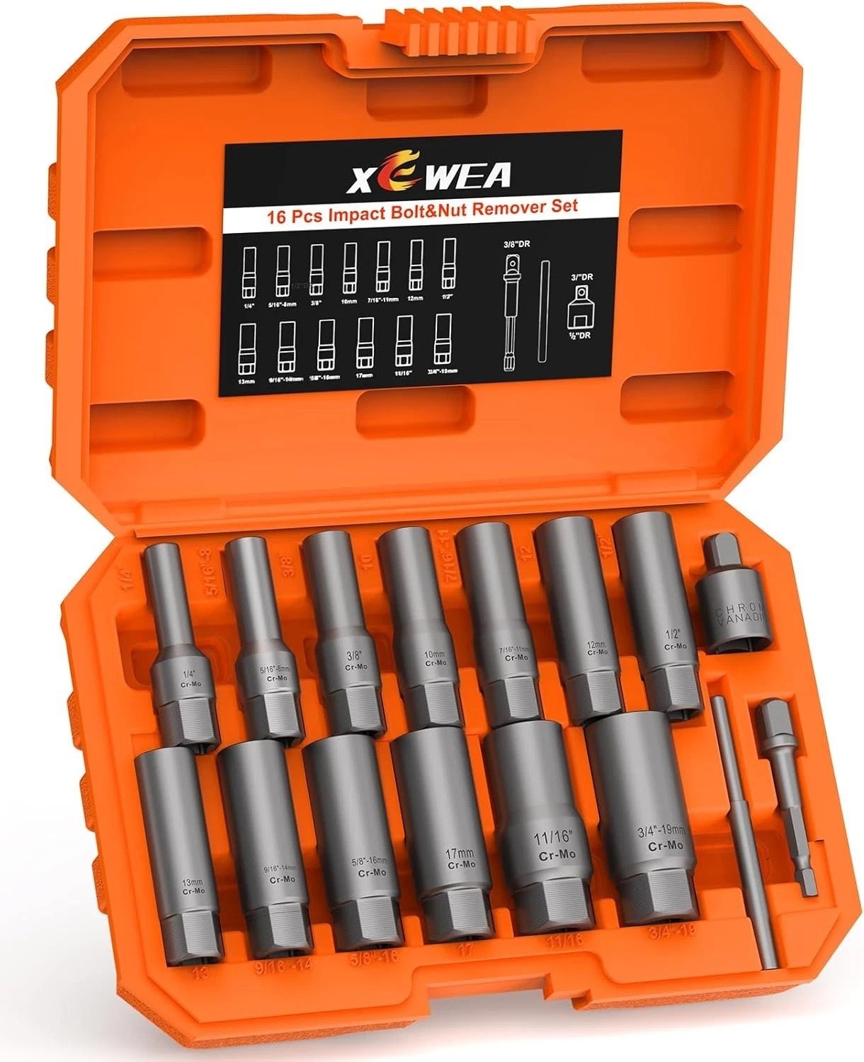 Portable 16PCS Deep Extractor Socket Set – High-Hardness for Removals Everywhere