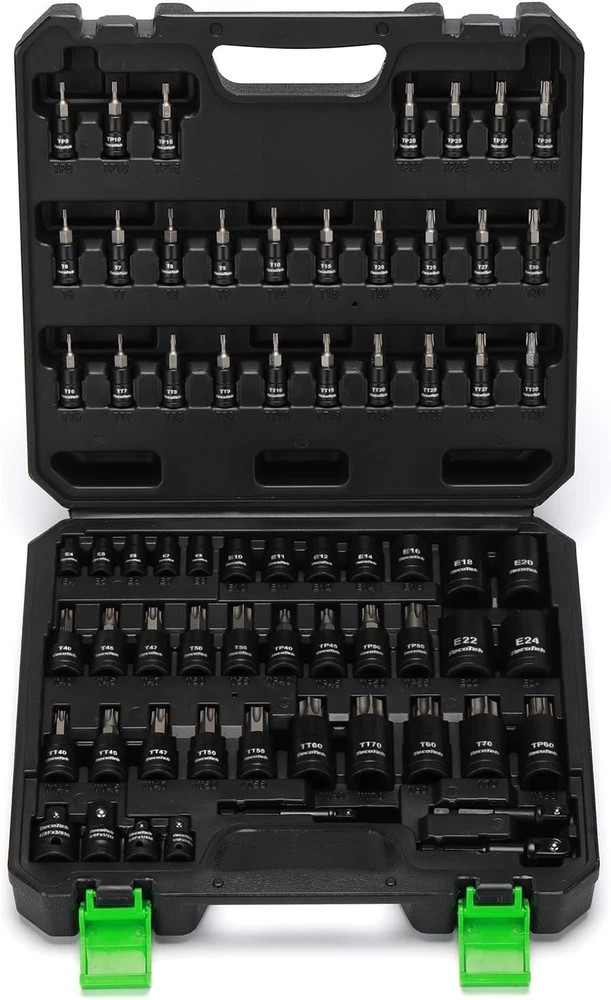 67Piece Torx Socket Set E Torx TT TP T Bits SAE Metric Drive Kit Chrome Vanadium