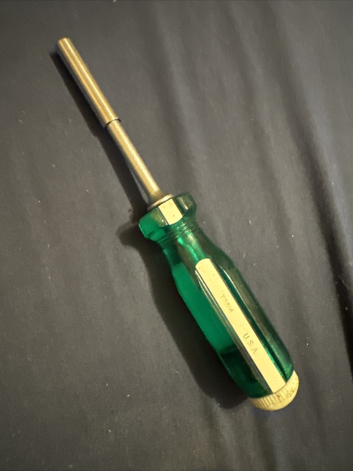 Vintage SK,S-K Tools,Screwdriver 73514 Green Handle,Removable Cap, Magnetic,USA