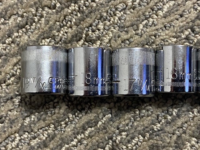 Vintage Craftsman 11 Pc Metric Socket Set 3/8″ Dr 12 Pt 9MM Thru 19MM VV & V Ser