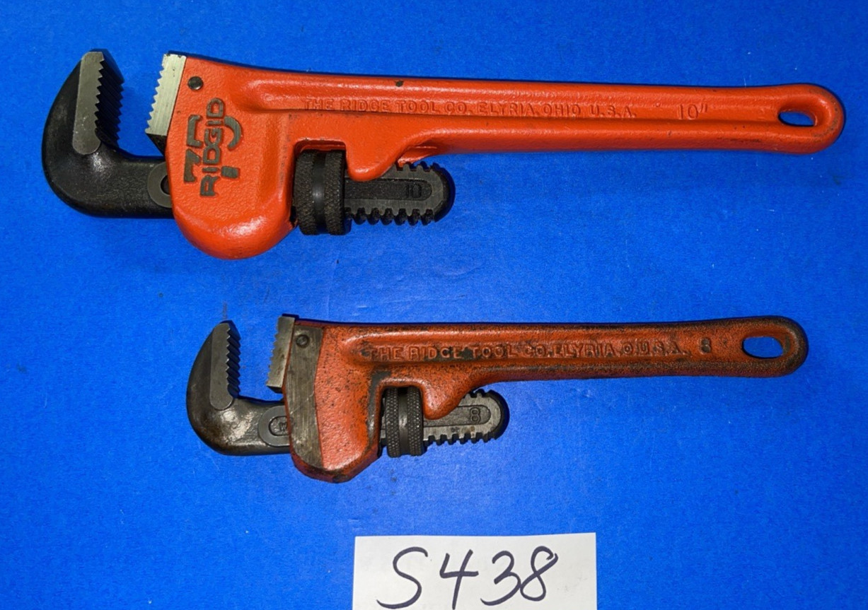 RIDGID TOOLS 2PC 10 INCH 75TH ANNIVERSARY & 8 INCH PIPE WRENCHES