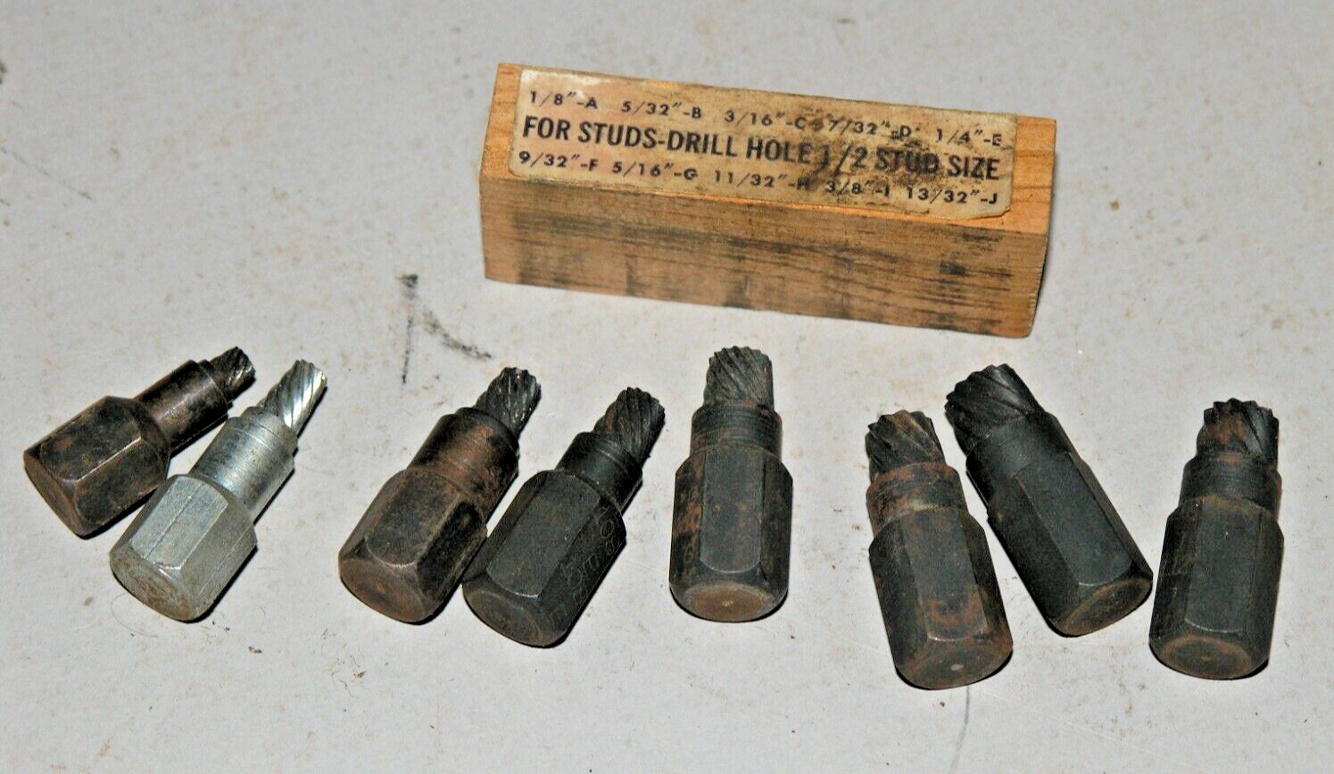 Roddick Bolt Extractors X-10 Stock No. 100 Partial Set