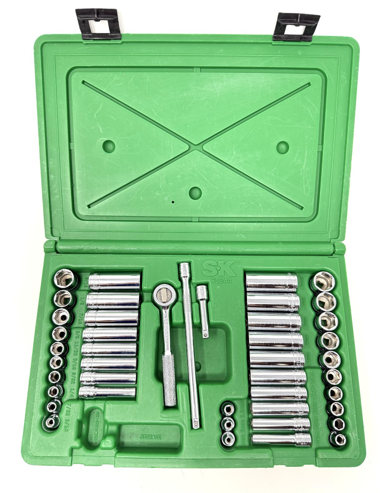 SK 91844 (91848) 1/4″ 44 Piece 6 Pt Standard & Deep Metric & SAE Socket Set