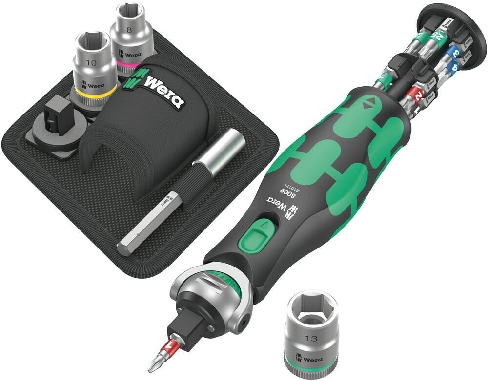 Wera 8009 Zyklop Pocket Set 2, 3/8″ Dr Ratchet with 1/4 Internal Hex 05004281001