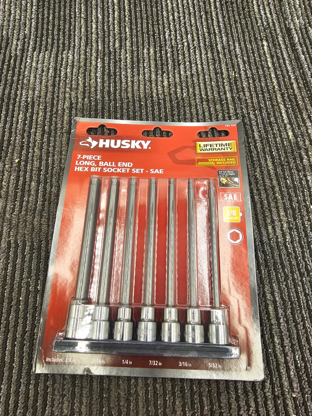 7 Pieces HUSKY 795164 3/8 in. Drive SAE Long Ball Hex Bit Socket Assembly