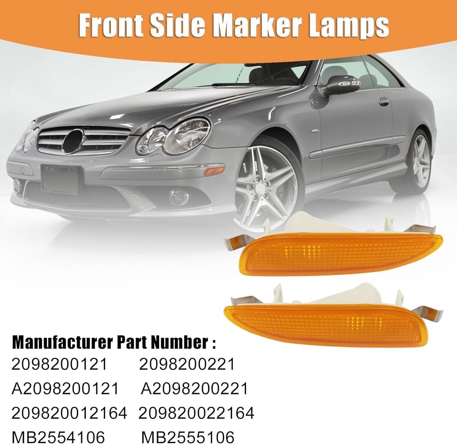 Side Marker Light Turn Signal Lamp Front Left+Right Compatible With Mercedes