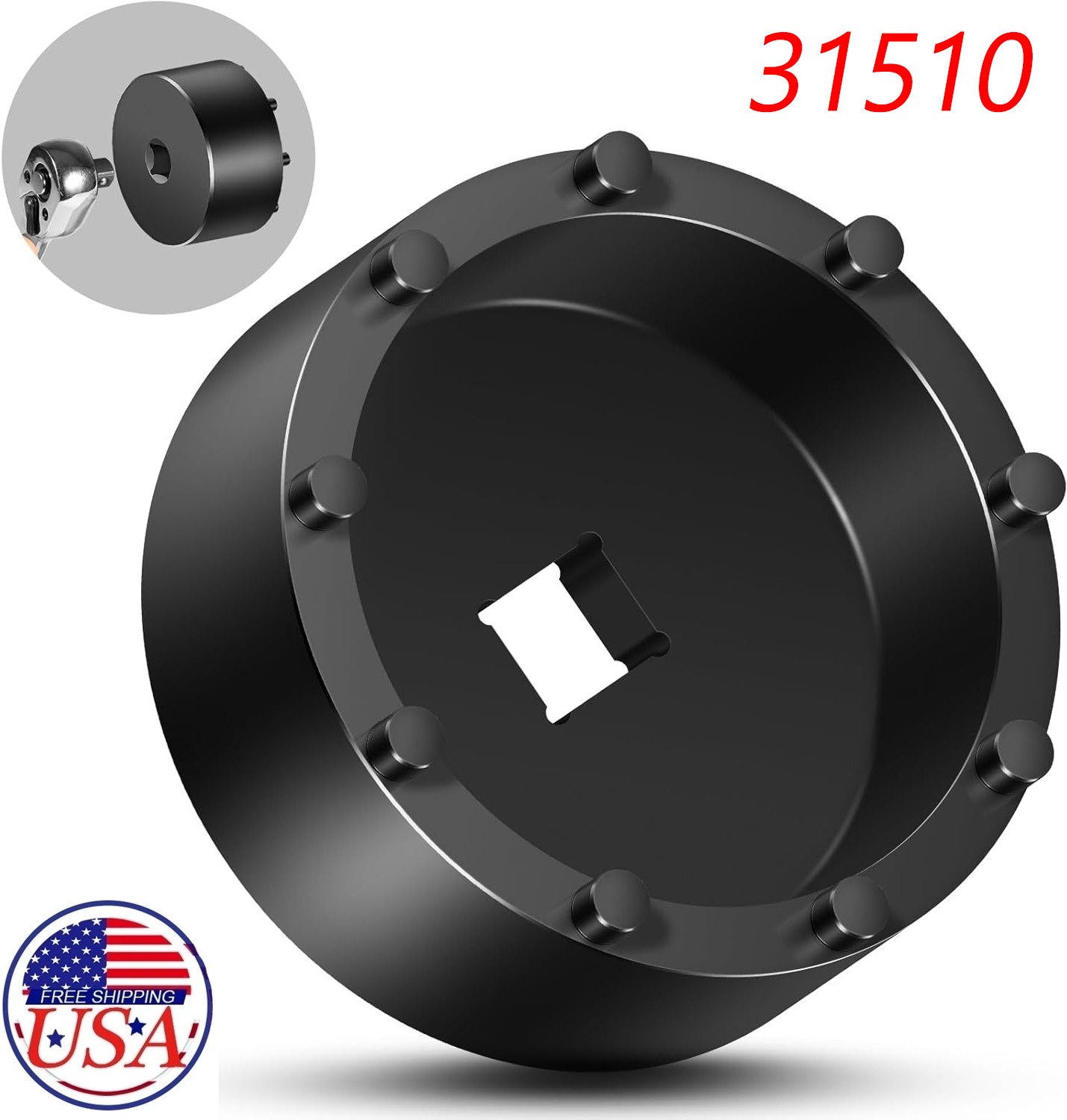 31510 Axle Nut Socket 9 Pin for GM 2020+ Silverado, Sierra 2500/3500, 1/2″ Drive