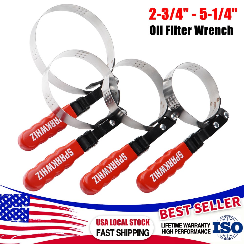 4PCS Swivel Oil Filter Wrench Set 2-3/4″ – 5-1/4″ 4 Size Oil Filter Strap Wrench