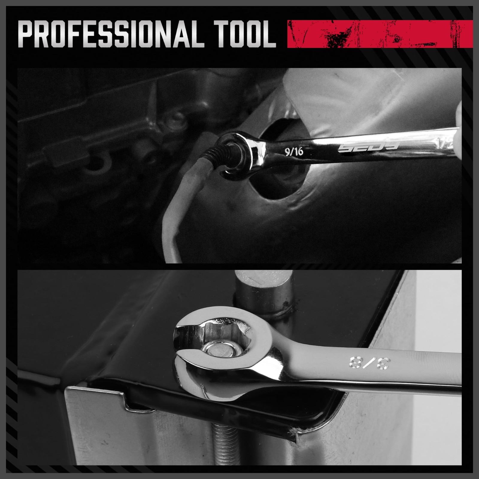 4-Piece SAE Flare Nut Wrench Set – Brake Line Tools with Offset Heads & Pouch