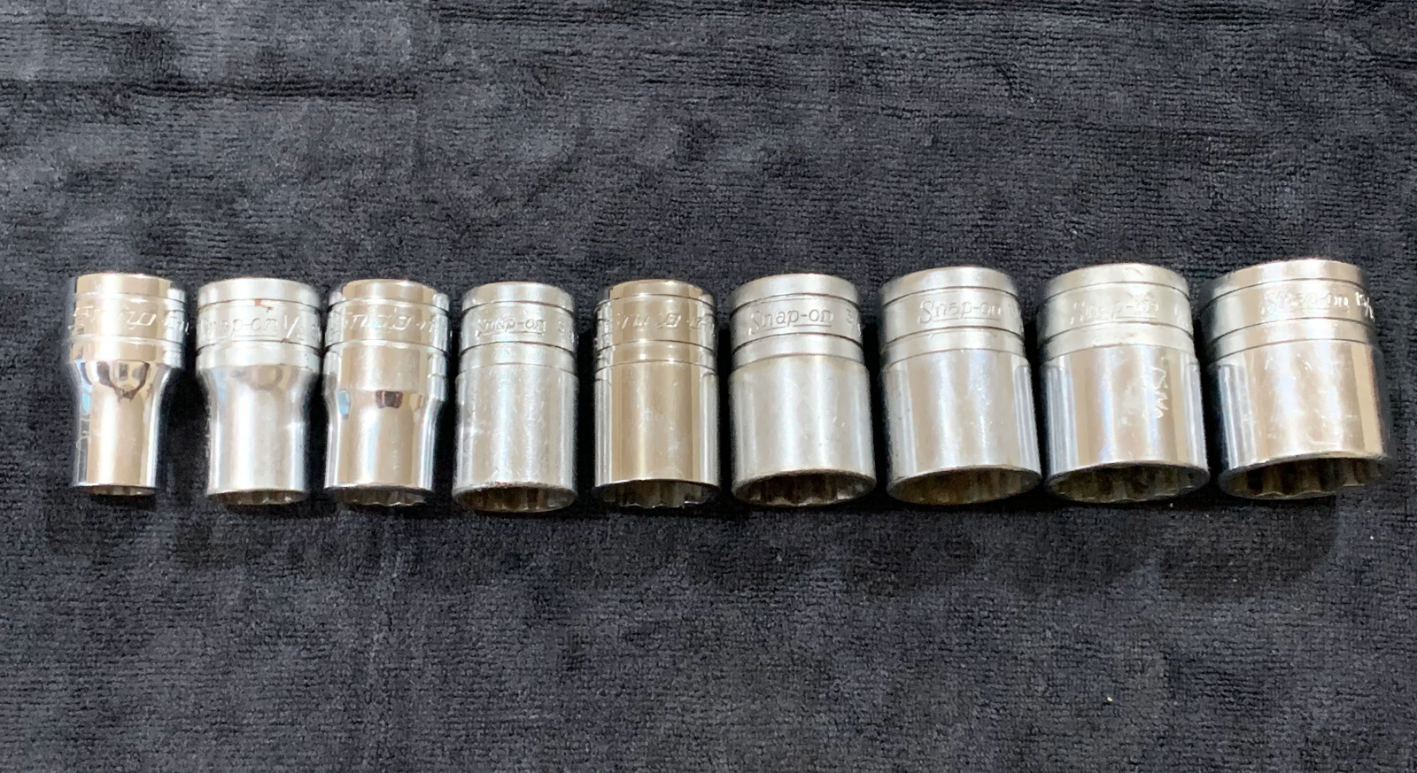 Snap On 1/2″ Dr 9pc Socket Set SAE 7/16″ to 15/16″ 12 Point Shallow SW141-SW301