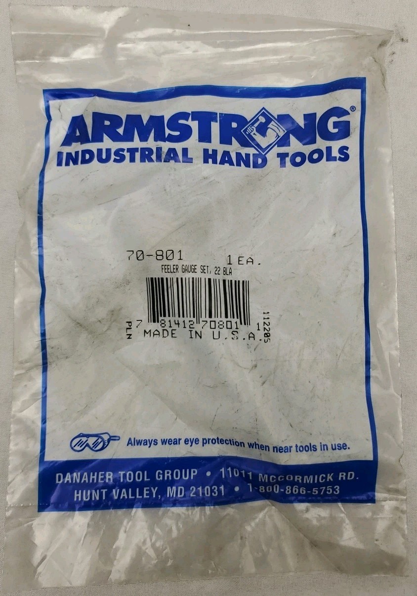 Armstrong 70-801 22 PC. Blade Feeler Gauge Set USA Government Surplus ~New