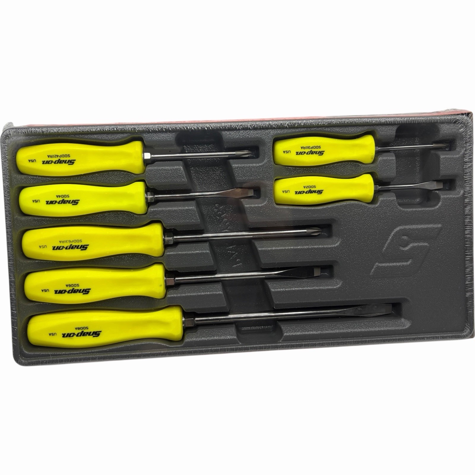 Snap On Tools High Vis Yellow Hard Handle Combination Screwdriver Set SDDX70AHV