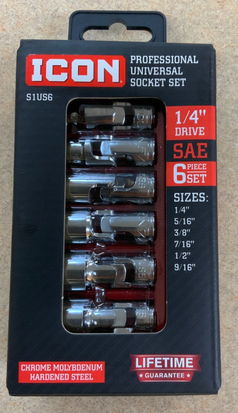 ICON S1US6 PROFESSIONAL UNIVERSAL SOCKET SET SAE 1/4″ DRIVE