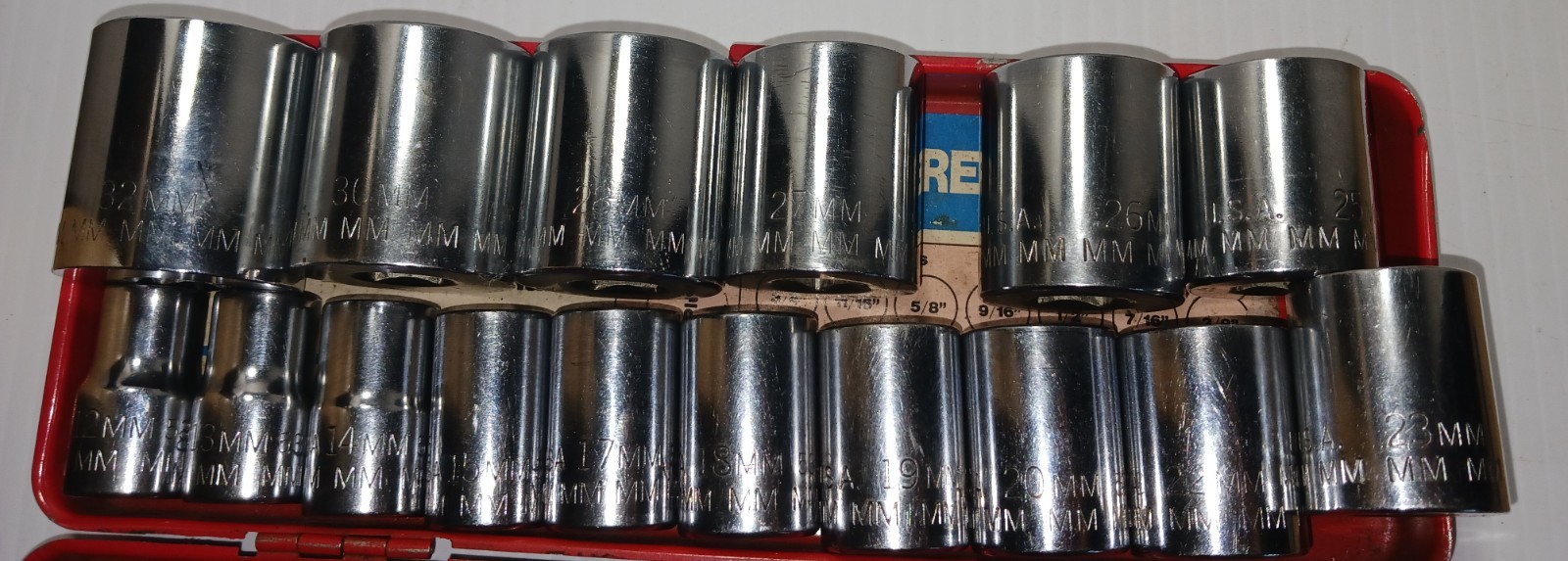 Lot Of 16 Easco / K-D 53 8128 12mm -32mm – Shallow Socket, 1/2” Drive 12 Point