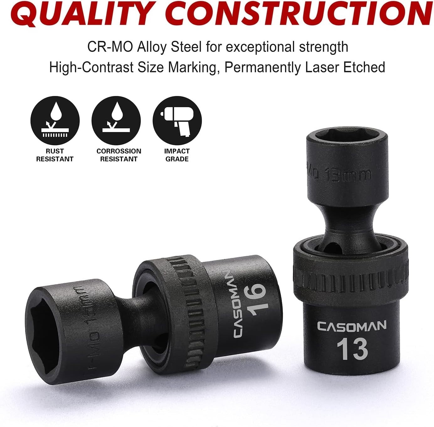 10 PCS 3/8″ Drive Impact Socket Set – Metric CR-MO 10-19mm, Durable & Versatile