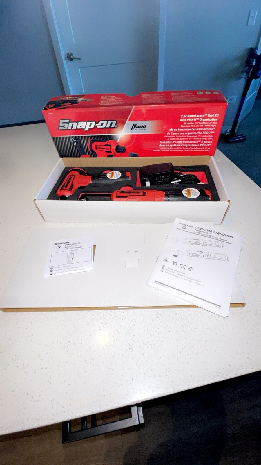 New Snap-on CTNN2Q3KF Nano / Axcess Tool Kit RED 1/4 DRight Angle Driver Set