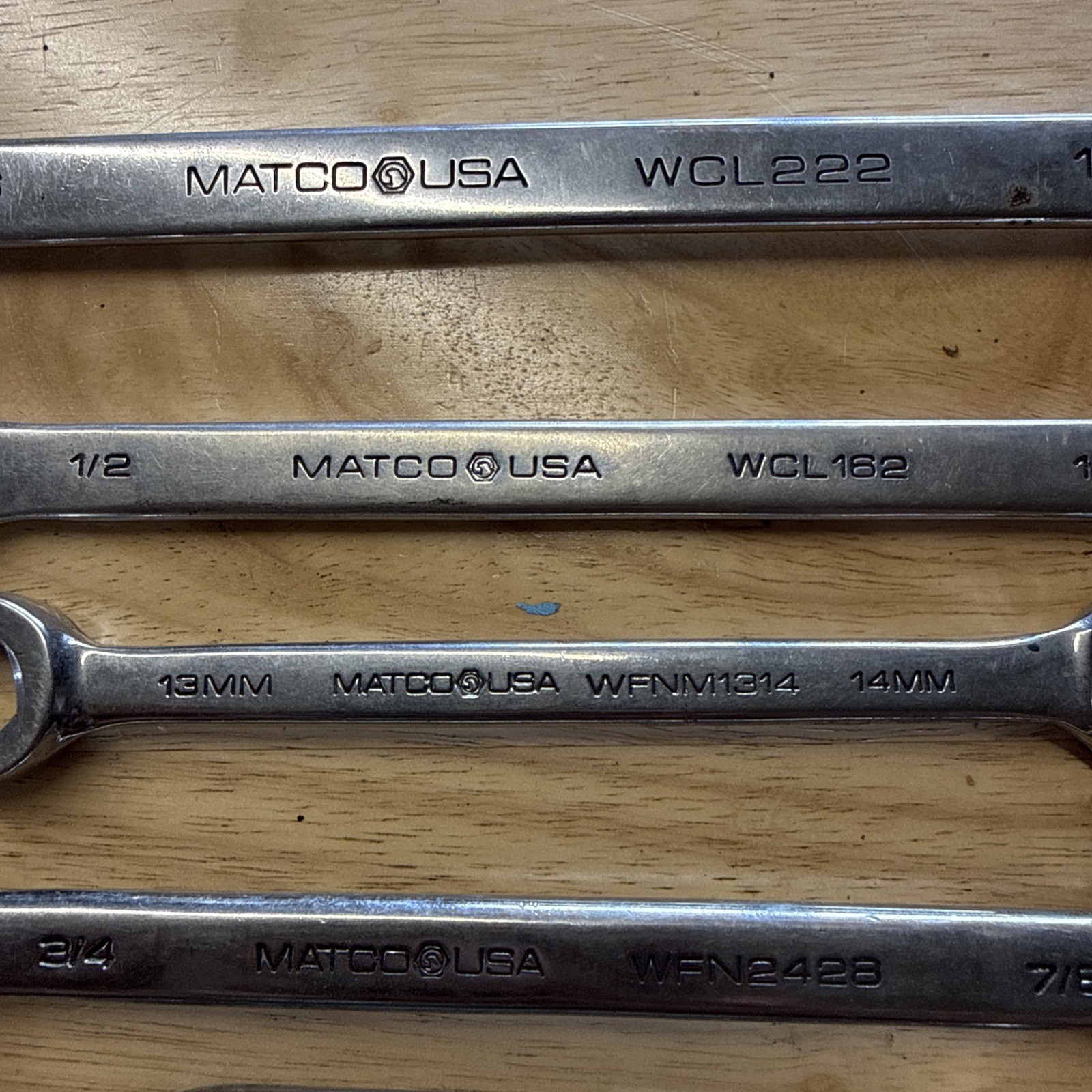 Mixed Set – Wrench- Matco Mac TOOLS Open End And Closed End See Pictures*