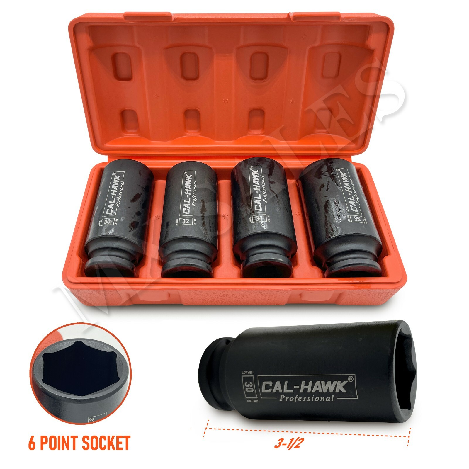 4Pc 1/2″ Drive 2-1/2″ Deep Spindle Axle Nut Socket Set 30mm 32mm 34mm 36mm