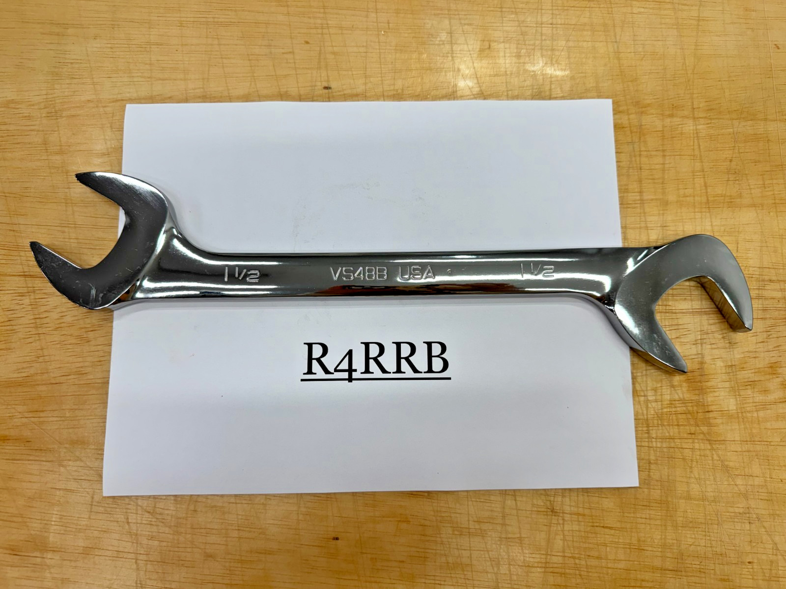 Snap-on Tools USA NEW 1-1/2″ SAE 4 Way Open-End Angle Head Chrome Wrench VS48B