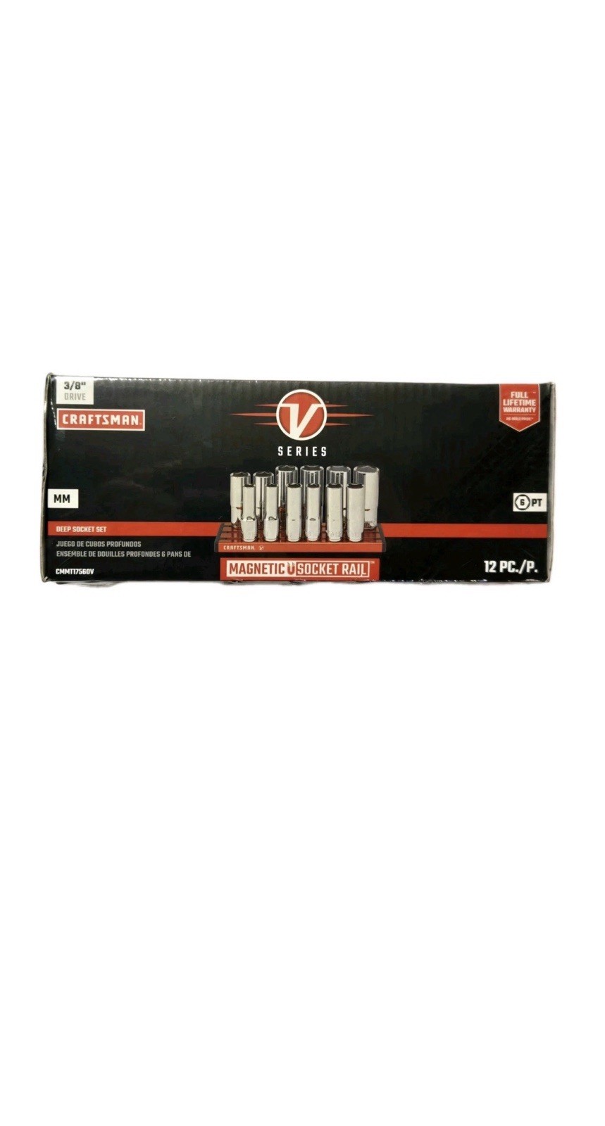 Craftsman V-Series 3/8″ Drive Metric Deep Socket Set 6 Pt 12 Piece CMMT17560V