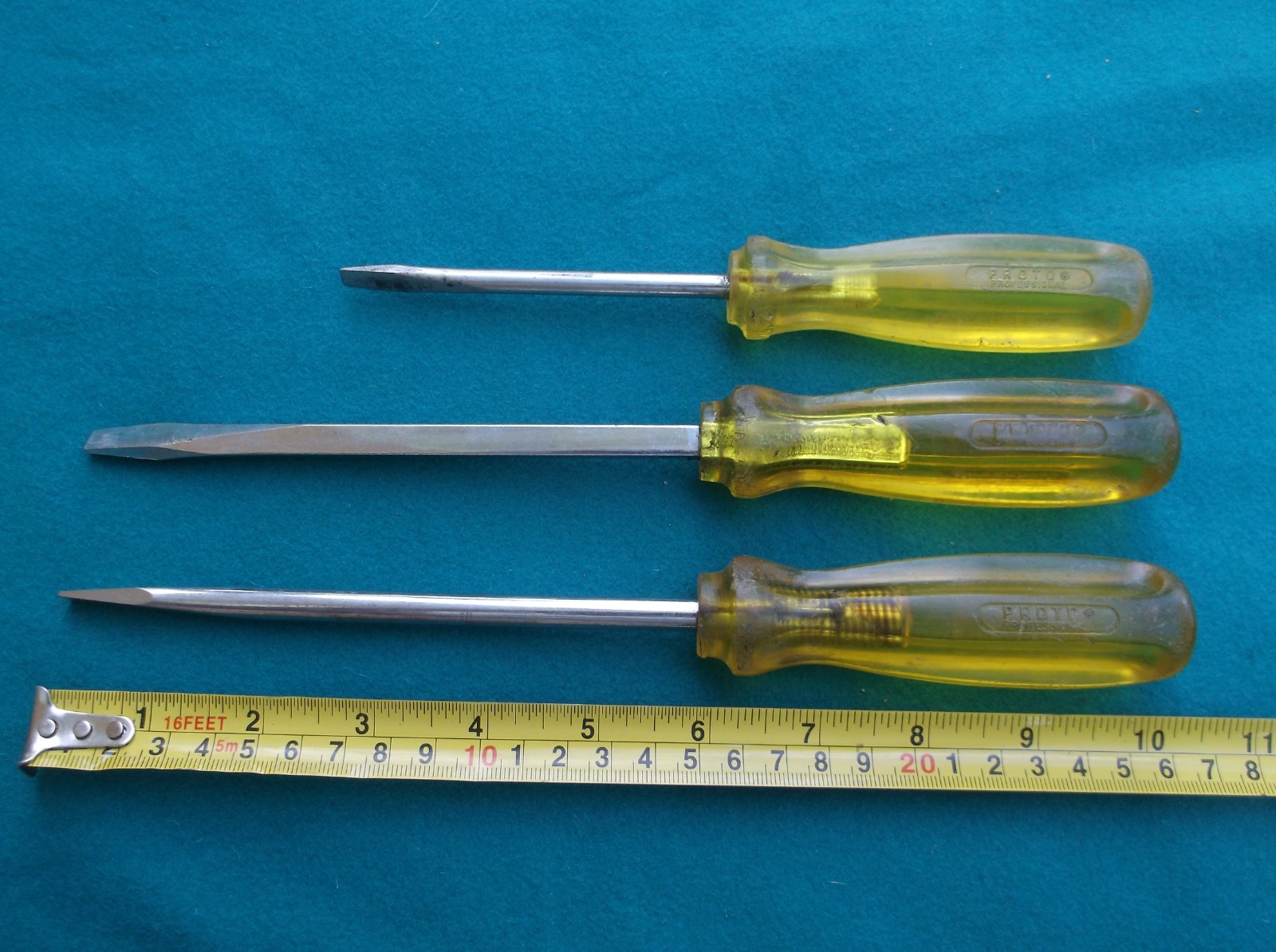 3 Vintage Proto Professional Flat Bit Screwdrivers 9606 9608 USA
