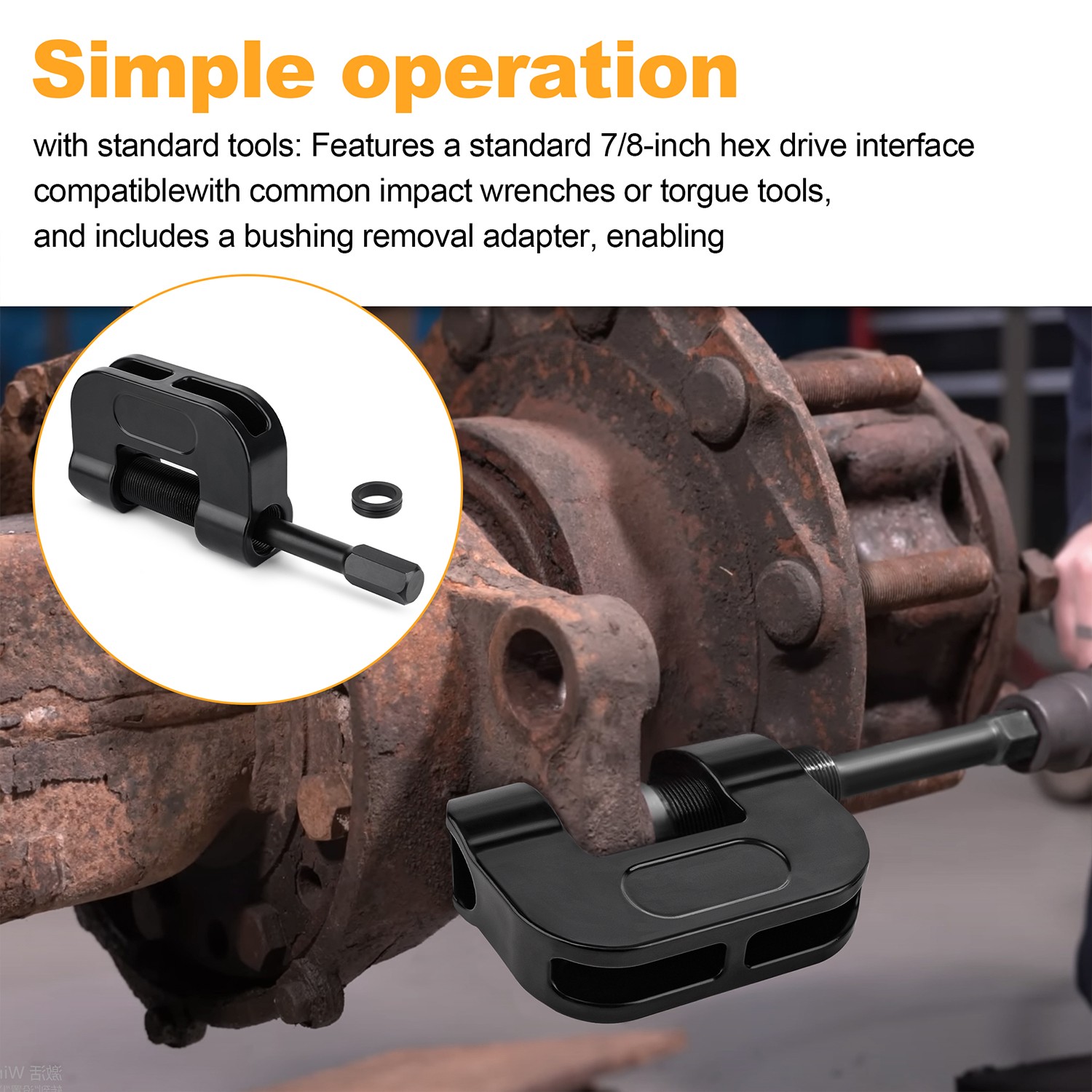 Heavy Duty Brake Anchor Pin Press Tool for Class 6-8 Trucks & Trailers